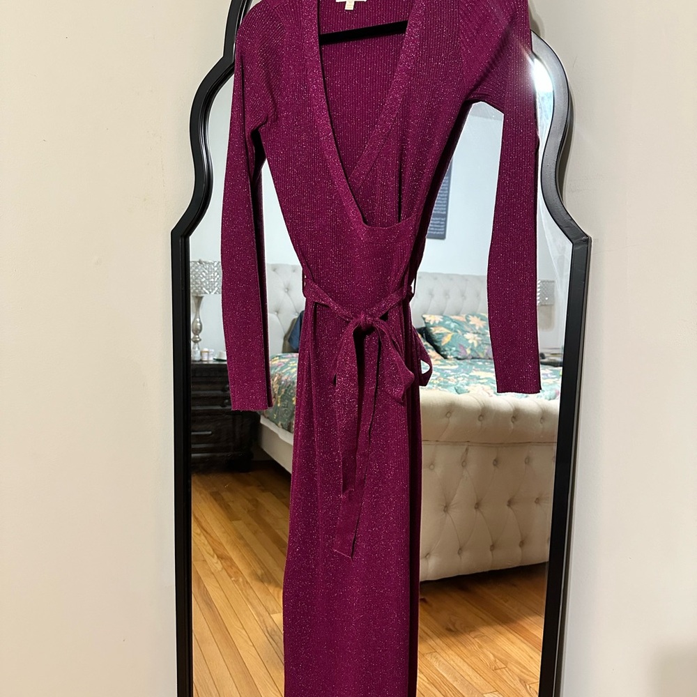 Flying Tomato Shimmering Pink Knit wrap dress